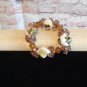 Chunky Bracelet Acrylic and  Lampworked Glass Brown and White