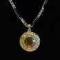 Necklace Pendant with Large Amber Color Rhinestone