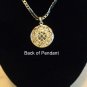 Necklace Pendant with Large Amber Color Rhinestone