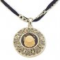 Necklace Pendant with Large Amber Color Rhinestone
