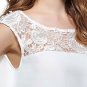 White Lace Dress Open Back With Pearls size Large MUST see Back!