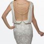 White Lace Dress Open Back With Pearls size Large MUST see Back!
