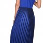 Cross Back Spaghetti Strap Dress  Maxi Pleated Skirt Royal Blue and Black size L