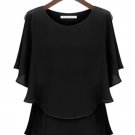 Chiffon Blouse Top 2 Layer Midnight Black size 5XL