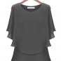 Chiffon Blouse Top 2 Layer Midnight Black size 5XL
