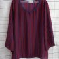 Stripe Burgundy and Navy Blue Loose Fit Blouse Top size 3XL