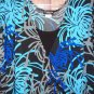 Cute Dinner Dress Abstract Print Blues Grays on Black size 3X