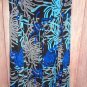 Cute Dinner Dress Abstract Print Blues Grays on Black size 3X