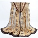 Scarf Classic Lucky Elephant Edge Scarves size 60" x 18" Mocha Brown Color