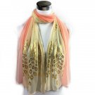 Block Colors Soft Light Peach and Sheer With Gold Foil Peacock