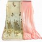 Block Colors Soft Light Peach and Sheer With Gold Foil Peacock