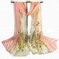 Block Colors Soft Light Peach and Sheer With Gold Foil Peacock