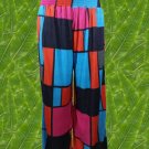 Wide Leg  Palazzo Boho Block Colors Blue Black Pink Wide Smock Waist size M/L