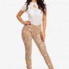 Tan and Apricot Paisley Leggings Jeggings size Medium (run small)