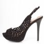 Black Faux Suede Sling Back Open Toe Heels Open Lattice size 8