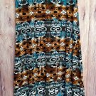 Maxi Skirt Southwestern Aztec Print  Teal n Brown size M or XL