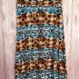 Maxi Skirt Southwestern Aztec Print Teal n Brown size M or XL