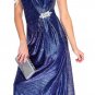 Iridescent Purple Blue Maxi Gown Embellish with a Crystal Brooch size M