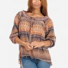 Bohemian Tribal Flavor Hippie  Loose Fit Casual Semi Sheer Size Sm