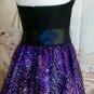 2pc Matching Shrug Party Dress Purple and Black Tulle Skirt Strapless Glitter