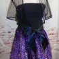 2pc Matching Shrug Party Dress Purple and Black Tulle Skirt Strapless Glitter