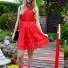 Holiday Party Red Lace Dress Size Choice M or XL