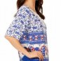 Lucky Elephants Blue Blouse Top Size Choice M L or XL