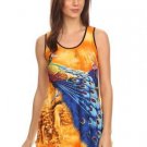 Pretty as a Peacock Top Print Net Racer Back size Choice M or L