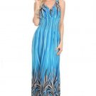 Maxi Blue Summer Nite Dress with Lace Motif
