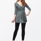 Gunmetal Gray Top Sexy Drape Across Chest size Choice M L or XL