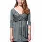 Gunmetal Gray Top Sexy Drape Across Chest size Choice M L or XL