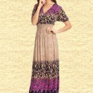 Maxi Dress Slinky Easy Fit Soft Purples and Tans size Choice M or L