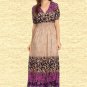 Maxi Dress Slinky Easy Fit Soft Purples and Tans size Choice M or L