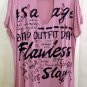 Orchid Distressed Over Sized T with Graphic Text Holes Tears size 2X or 3X