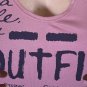 Orchid Distressed Over Sized T with Graphic Text Holes Tears size 2X or 3X
