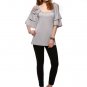 Cold Shoulder Chiffon Silver Gray Color Top Blouse size S M L