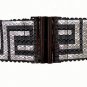 Black Stretch Belt with Silver Geometry Pattern
