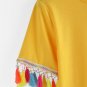 Poppy Buttercup Yellow Whimsical Colorful Tassels Midriff Crop Top S or M