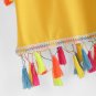 Poppy Buttercup Yellow Whimsical Colorful Tassels Midriff Crop Top S or M