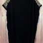 Black Oversized Designer Shirt Gold Foil Skull fits 34"-44" bust OS