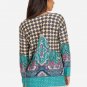 Bohemian Paisley Prism Pattern Tunic Top Main Color Teal sz Large (Top runs big)