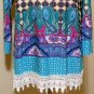 Bohemian Paisley Prism Pattern Tunic Top Main Color Teal sz Large (Top runs big)