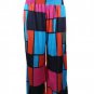 Wide Leg Palazzo Boho Block Colors Blue Black Pink Wide Smock Waist size L/XL