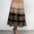 Ombre Mocha to Coyote Brown Tiered Velvet then Crepe Size Small