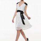 White Lace Dress with Black Satin Classic Size Medium or Large