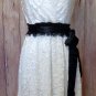 White Lace Dress with Black Satin Classic Size Medium or Large