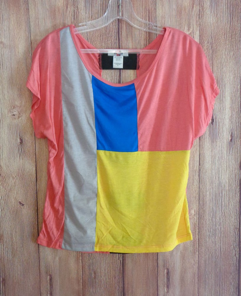 Block Colors Cut Out Back Top size choice S M L or XL