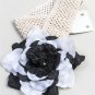 Stretch Belt With Large Flower Choice of Color Black/White or Mocha/White