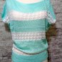 Open Knit Summer Aqua & White One Size (Fit Small to Medium)