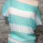 Open Knit Summer Aqua & White One Size (Fit Small to Medium)